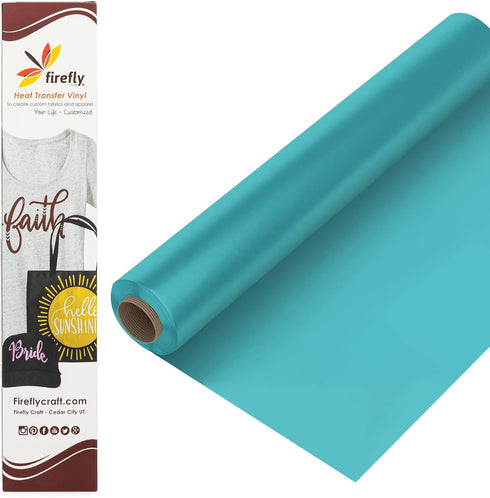 Firefly Craft Regular Aqua, Heat Transfer Vinyl for Shirts - Iron on Vinyl for Cricut & Silhouette Heat Press Vinyl for Shirt Transfers - Iron on ...