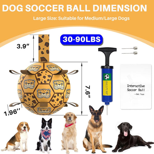 Dog Toys Soccer Ball with Straps, World Cup Interactive Dogs Toys for Tug of War, Yard Game Toy, Dog Water Toy for Large Dogs Birthday Gifts Outdo...