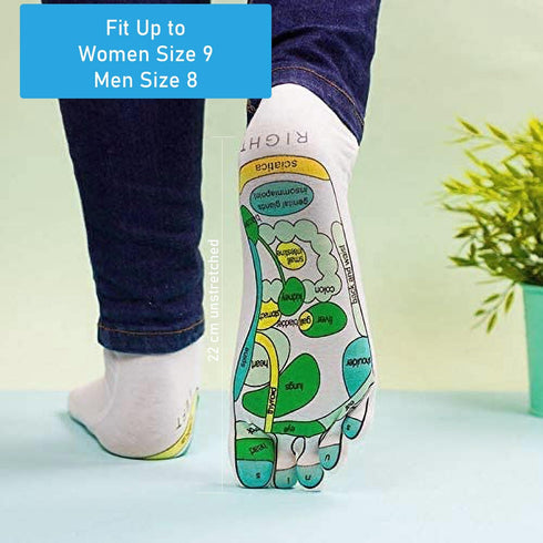 Acupressure Reflexology Socks for Women & Men Foot Massage Five Toe Separate Socks Cotton Reflexology Acupressure Charts & Rod Included; Relief Bo...