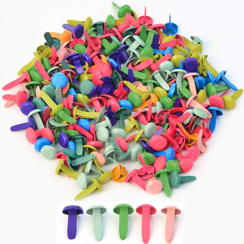 baotongle 500 PCS Paper Fasteners, Brass Plated Scrapbooking Brads Round Metal Brads with Storage Bag for Crafts Making DIY (Colorful, 8mm)...