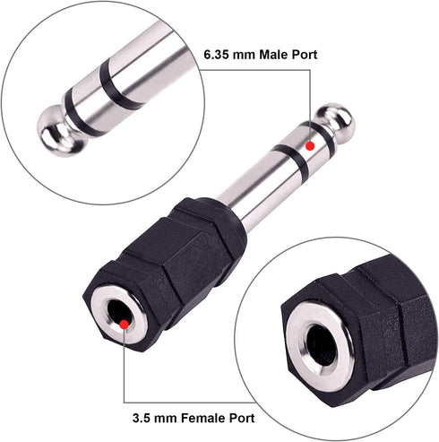 eBoot Headphone Adapter 6.35 mm Male to 3.5 mm Female Stereo Audio Earphone Jack Adapter, 5 Pieces, Black...