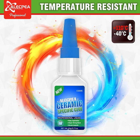 Ceramic Super Glue - 2Pack 20g Rapid-Setting Adhesive for Porcelain & Pottery Repair | Waterproof, High Strength for Dishes, Tiles, DIY Crafts...