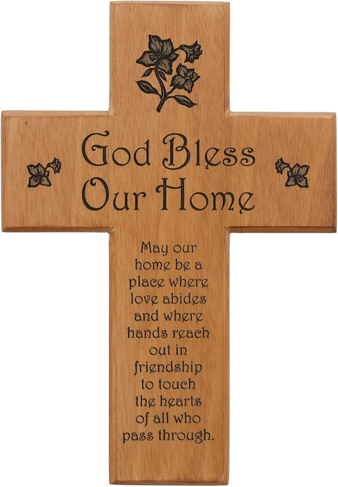 Mahogany God Bless Our Home "May Our Home Be a Place..." 8" Wall Cross...