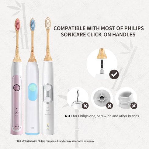 Bamboo Electric Toothbrush Heads, Plant-Based Soft Bristles Electric Toothbrush Replacement Heads, Compatible with Philips Sonicare (Mix and Match...