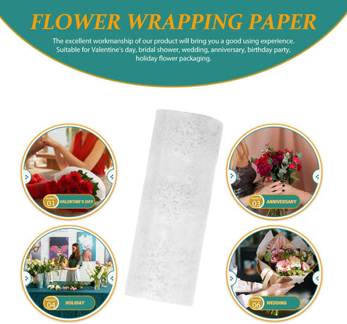 Artibetter Christmas Snowflake Tulle Roll Glittering Organza Gauze Ribbon 15cm 10Yards (White)...