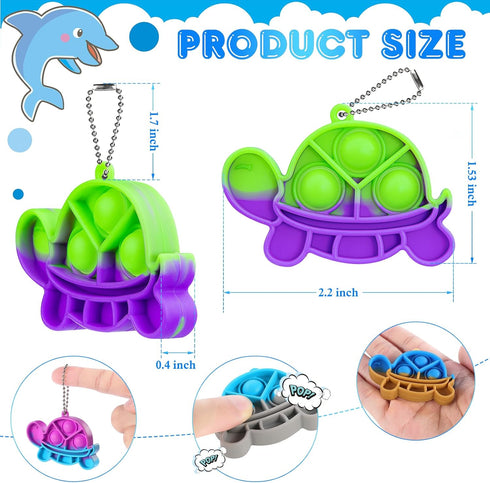 Pop Fidget Toys Bulk Its Kids Party Favors 30 PCS Turtle Toys Mini Pop Keychain It Sensory Fidget Toy Pack Fidgets for Classroom Prizes for Kids S...