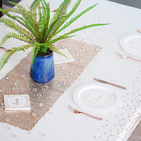 EMAAN 2 Pack Rose Gold Dot Confetti Premium Rectangle Table Plastic Tablecloth, Party Table Cloths Disposable, 54 x 108 inches, for Wedding Gradua...