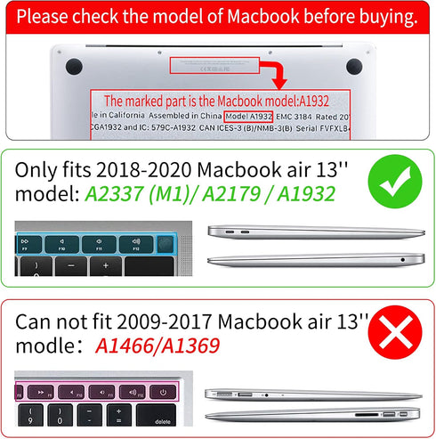 Seorsok Compatible with MacBook Air 13 inch Case 2021 2020 2019 2018 Release Model A1932 A2179 M1 A2337 with Touch ID and 2 Pack Keyboard Cover,La...