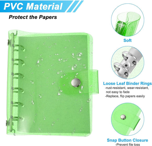 PATIKIL A7 Clear Binder Cover, Soft PVC Bling Loose Leaf Binder Protector Refillable Notebook Shell with Snap Button Closure for DIY Meeting Noteb...