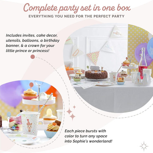 Sophie la girafe My Birthday with Sophie|Kids Birthday Decorations Party Supplies For 12 | Plates, Cups, Napkins, Utensils, Invitations, Banner, B...