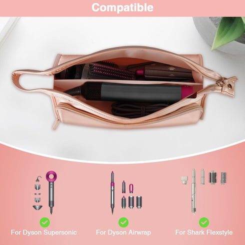 SITHON Travel Carrying Case for Dyson Airwrap Styler/Shark Speedstyle Flexstyle, PU Leather Water Resistant Storage Organizer Bag with Pocket for ...