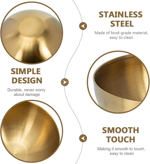 Healeved Gold Bowl Decorative Bowls Large Mixing Bowl Stainless Steel Salad Bowl Golden Food Containers Pasta Bowls Copper Bowl for Kitchen Mixing...