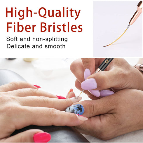 Etercycle Nail Art Liner Brushes, 6pcs Striping Nail Gel Polish Painting Brush Set, Thin Nail Art Dotting Drawing Pen (5/7/9/11/15/25mm)...