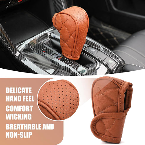 1 PC Car Gear Shift Cover Replacement, Breathable Leather Design, Soft Durable Vehicle Gear Shifter Decor, Universal Waterproof Automotive Shifter...