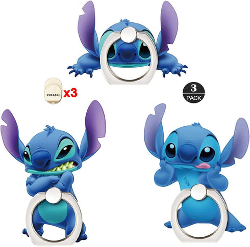ZOSTLAND 3Pack Make a Face Prank Alien ET Phone Ring,Universal 360°Adjustable Phone Case Finger Stand Holder Desk Stent Mount Car Hook Compatible ...