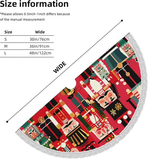 Christmas Time Nutcracker Sweet Christmas Tree Skirt Gorgeous Edge Tassel Lace for 30" Xmas Ornaments Decoration...