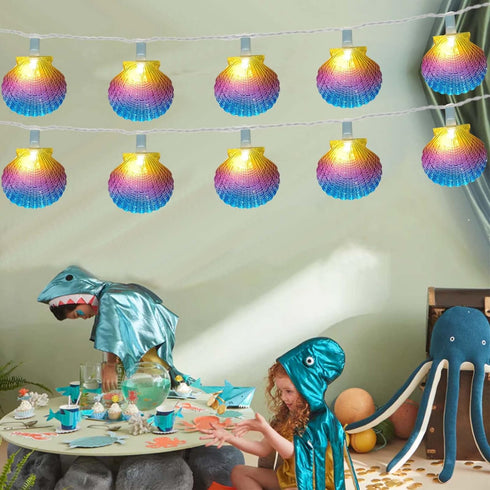 Beach Seashell String Lights 8.3FT Ocean Themed Decorative Lights 10 LED Seashells Lights, Plug-in Warm White Fairy Lights for Patio Garden Weddin...