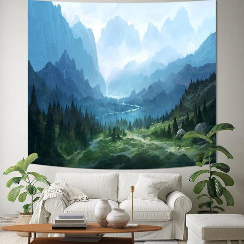 Atrippy Forest Tapestry for Bedroom Aesthetic Nature Mountain Tapestry Wall Hanging Plant Tree Tapestries Scenic Green Landscape Home Decor Nature...