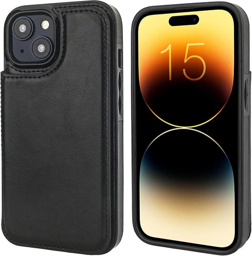 Compatible with iPhone 15 Wallet Case with Card Holder, PU Leather Kickstand Card Slots Case, Double Magnetic Clasp and Durable Shockproof Cover 6...