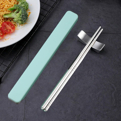 Metal Chopsticks 1 Pair Reusable Chopsticks Stainless Steel Chopsticks with Pull Design Case Portable Utensil for School Home Office Camp Travel B...