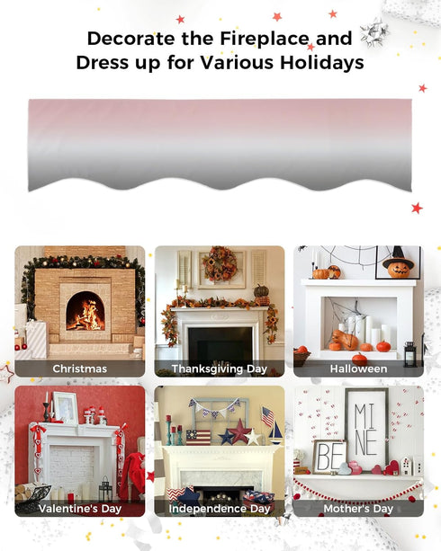 Ombre Mantle Scarf for Fireplace, Blush Pink and Gray Gradient Fireplace Cover Decorations Indoor Mantel Top Scarf Runner for Home Living Room Hol...
