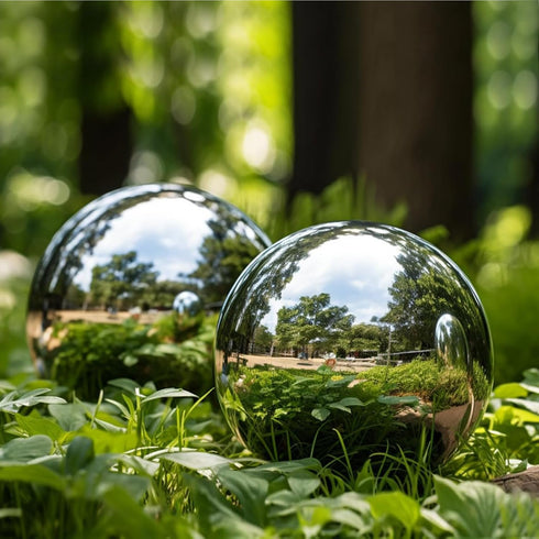 Stainless Steel Gazing Ball,Polished Sphere Floating Pond Balls Hollow Gazing Globe for Home and Garden Decoration (4inch)...