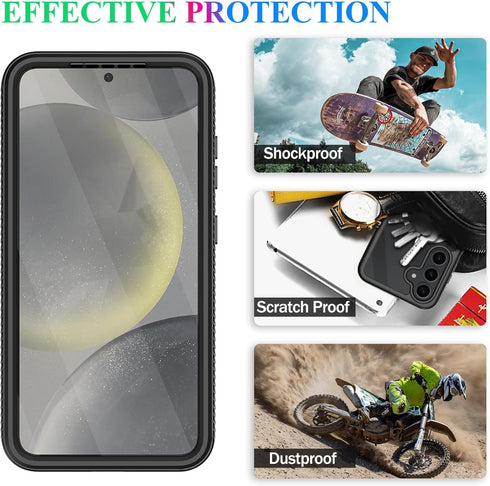 wahhle Samsung Galaxy S24 Case, Magnetic Wireless Charging Built in Screen Protector Full Body Shockproof Slim Fit Bumper Protective Phone Cover f...