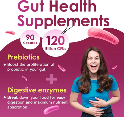 Probiotics for Women Digestive Health, Vaginal probiotics 120 Billion CFU 31 Strains with Digestive Enzymes & Prebiotics & D Mannose & Cranberry f...