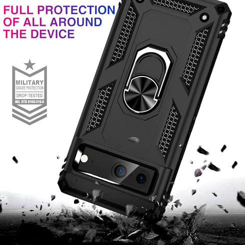 for Google Pixel 7A Case with Screen Protector, Military Grade Armor Shockproof Heavy Duty Protective Cover Pixel 7A Phone Case with Kickstand Mag...