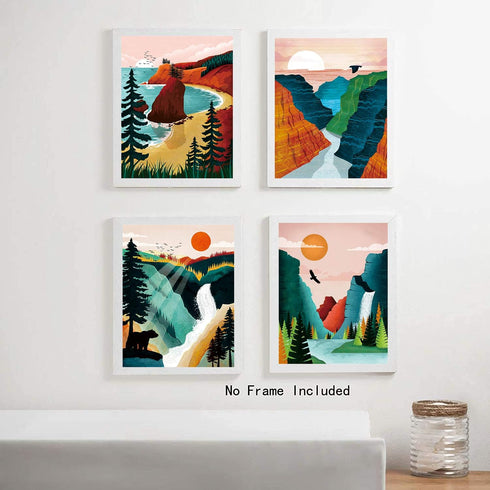 National Park Poster ,National Parks Art Prints,Nature Wall Art, Grand Canyon , Sierra Nevada mountains?Olympic National Park Art For Home and Liv...