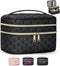 IGOLUMON Travel Makeup Bag Double Layer Make Up Bag Portable Large Cosmetic Bag Wide-open Toiletry Bag for Women Roomy Cosmetic Case Pouch Multifu...