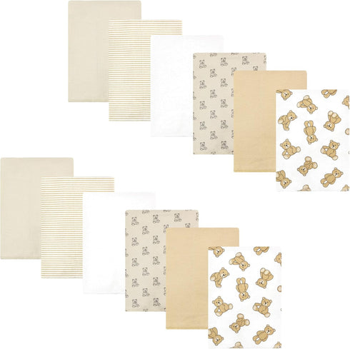 Hudson Baby Unisex Baby Cotton Flannel Burp Cloths Bundle, Teddy Bears, One Size...