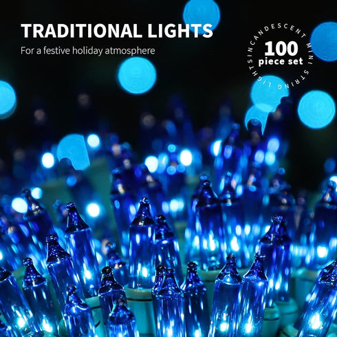 100LIGHTS BLUE Extra-Bright With End Connectors Christmas Decorative Lights 5.98m UL Certified Mini String Light Set Waterproof for Home Garden Ho...