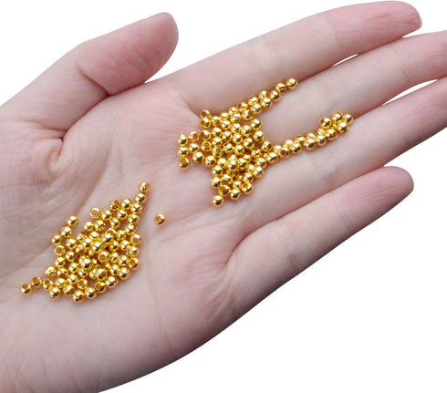 Aylifu Crimp Beads 3mm, 1000 Pieces Stopper Beads Metal Bead Spacers for DIY Bracelet Jewelry Making, Gold...