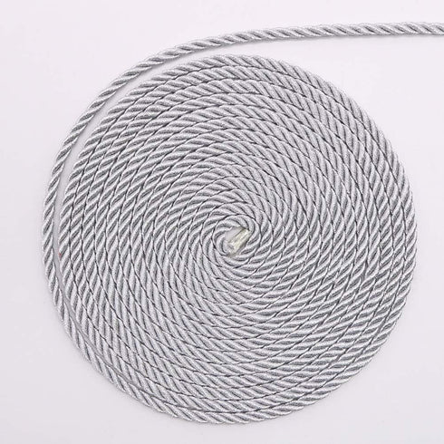 5mm Twisted Cord Trim, 59 Feet Silver Decorative Rope for Curtain Tieback, Upholstery, Honor Cord, Home Decor...