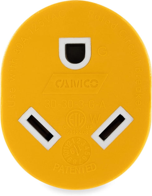 Camco Power Grip Camper/RV Generator Adapter | Features a Heavy-Duty 30 Amp Locking Male and Female Connection | Rated for 125 Volts / 3750 Watts ...