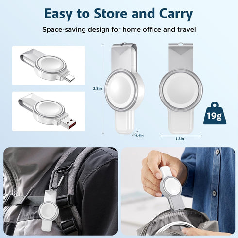 for Apple Watch Charger Portable, Magnetic Wireless iWatch Charger USB C & USB A Fast Charging Cordless Travel Charger Compatible with iWatch Ultr...