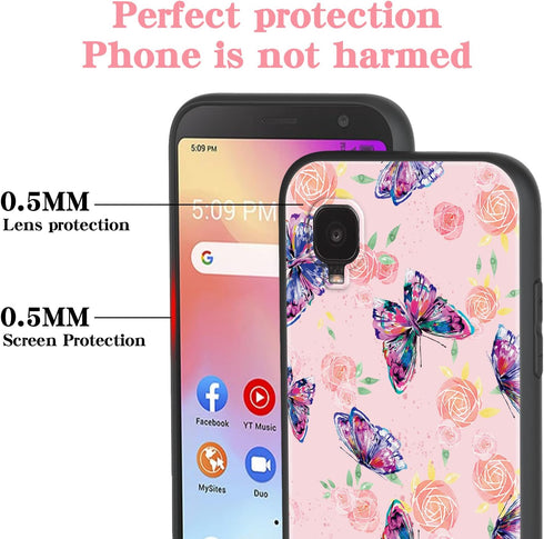 Case for Alcatel TCL A3 with Lanyard Strap Flowers Butterfly Design Shockproof Protective Phone Case for Girls Women Slim Floral Cover for TCL A3 ...