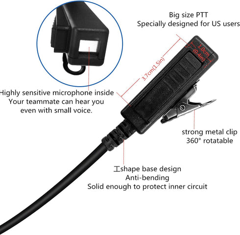SL300 TLK100 Acoustic Tube Earpiece with PTT Mic Walkie Talkie Headset for Motorola SL7550 SL7550e SL7580 SL7580e SL7590 SL7590e SL4000 SL3500 SL3...