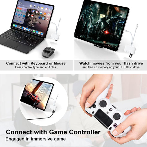 SD Card Reader for iPhone iPad, 5-in-1 Lightning to USB Adapter SD Card Viewer with SD/TF Card USB 3.0 Adapter, Memory Card Reader for iPhone iPad...
