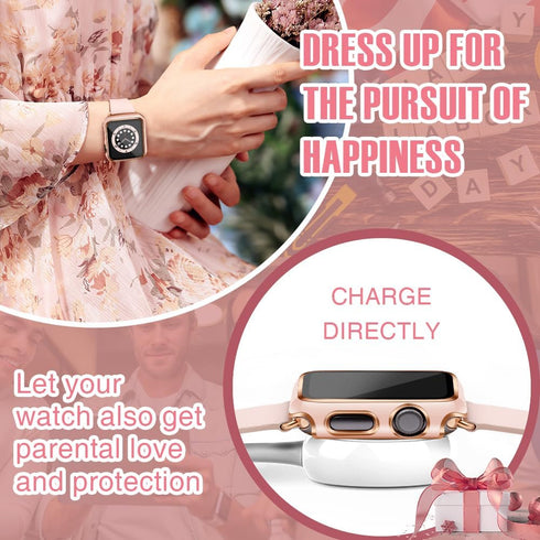top4cus 40mm Case Compatible with Apple Watch, with Built-in Tempered Glass Screen Protector, PC Cover for iWatch Series 9/8/7/SE 2rd SE 6 5 4/3 2...