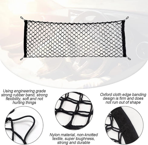 Car Rear Cargo Net, Adjustable Elastic Storage Organizer Net, Trunk Cargo Storage Net, Universal Fit for Car, Vehicle, SUV (35.4"x15.8")...