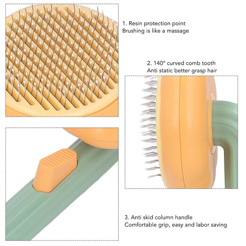 Pet Grooming Brush, Portable Self Cleaning Pet Slicker Brush Cute Indoor Cat Pumpkin Hair Brush Dog Brush for Shedding Short and Long Haired Gogs,...