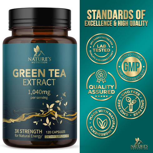 Green Tea Extract Weight Loss Pills 1000mg 98% Standardized EGCG - 3X Strength for Natural Energy - Supports Heart Antioxidant Health with Polyphe...
