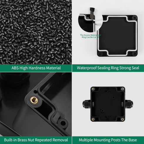 ABS IP67 Waterproof Dustproof Electrical Junction Box, with 15A 600V Barrier Terminal Cable Connector, 1IN/1Out Power Junction Box?2.48 * 2.28 * 1...