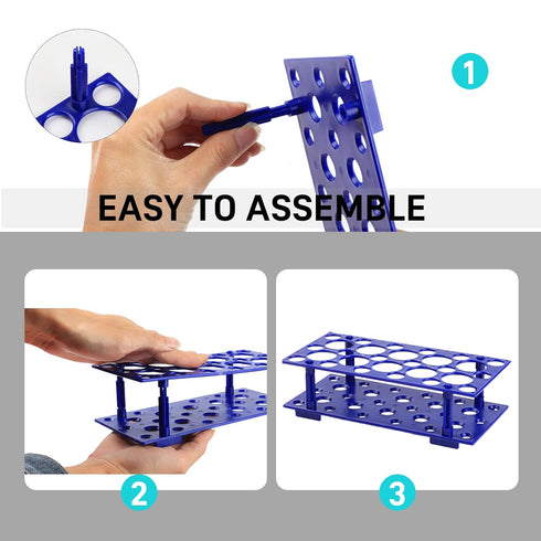 3 Pack Test Tube Rack Centrifuge Tube Holder for 10ml/15ml/50ml, Detachable Plastic Stand 128 Well...