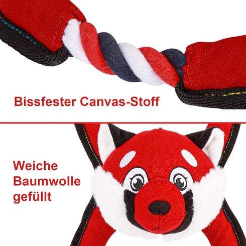 GAOMON Squeaky Dog Toys, Durable Plush Chew Toys in Fox Shape, Interactive Tug of War Toy for Small and Medium Dogs...