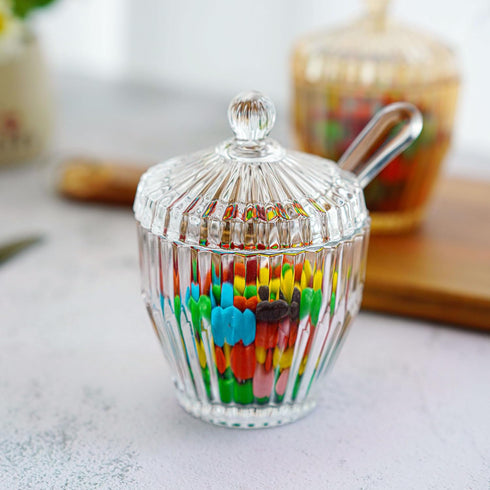 5oz Crystal Candy Jar with Lid Decorative Candy Dish Bowl Glass Candy Servers Wedding Candy Buffet Storage Containers for Home Office Lady Gift...