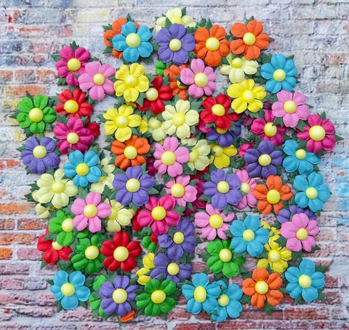 Handmade 100 Pcs Lovely Mulberry Paper Flowers 30x30mm Scrapbooking Wedding DIY Craft Supplies Card Paper Flowers Craft Projects (10 Colors)...