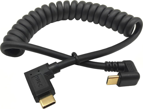 Qaoquda USB C Coiled U Shaped Cable, 180 Degree USB 3.1 Type C Male to Male Spring Spiral Cable, 3A 10Gbps Fast Charging and Data Extension Cable,...